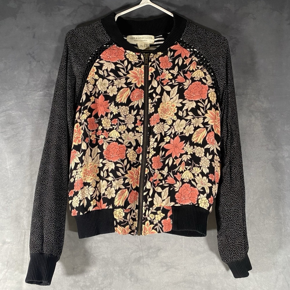 Saltwater Luxe Floral Lightweight Jacket Sweater Size XS Full Zip Breathable